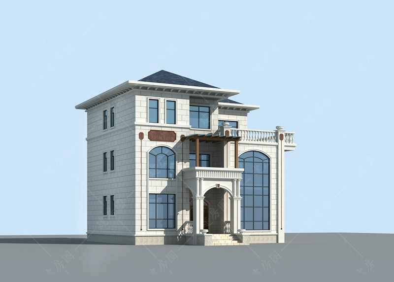 农村三层欧式别墅设计左侧效果图