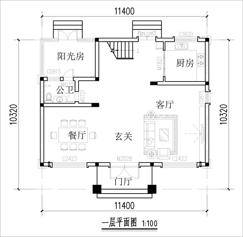 20万农村小别墅一层户型图