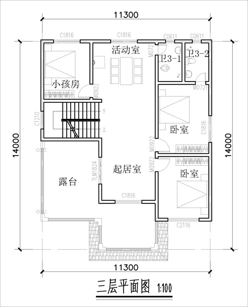 三层三间铺面设计图图片