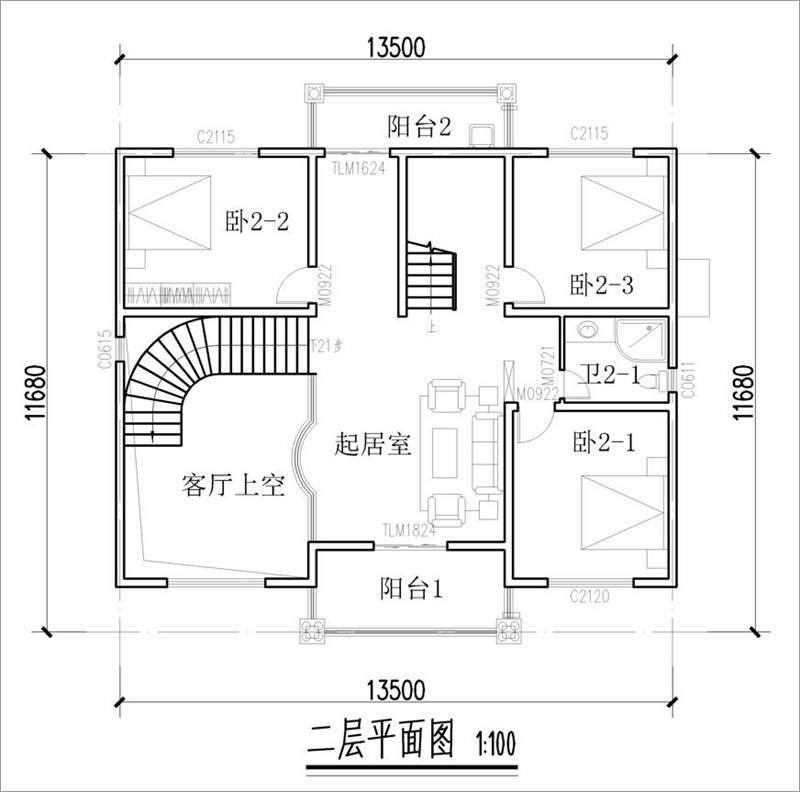 农村三层三间自建房户型图