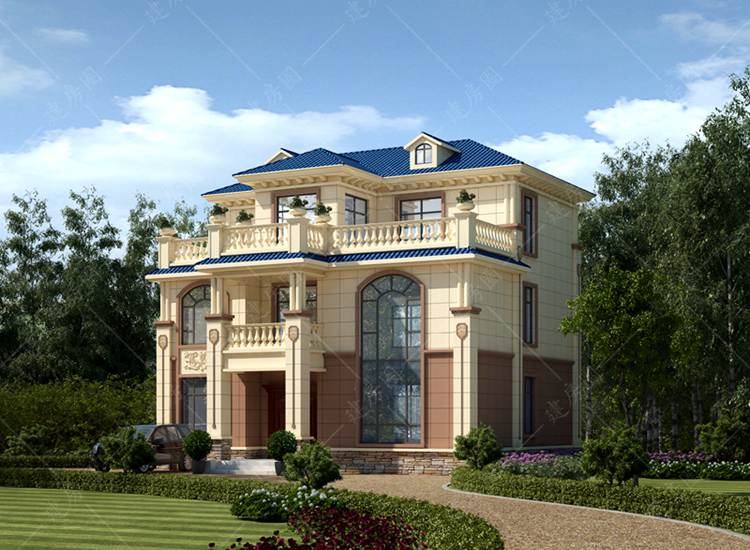  Drawing design of the self built villa on the third floor in Longchang, Neijiang, with luxurious and grand appearance