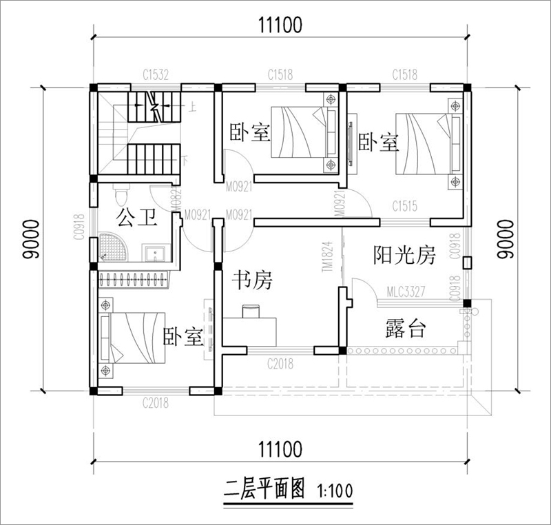 二楼房子平面图图片