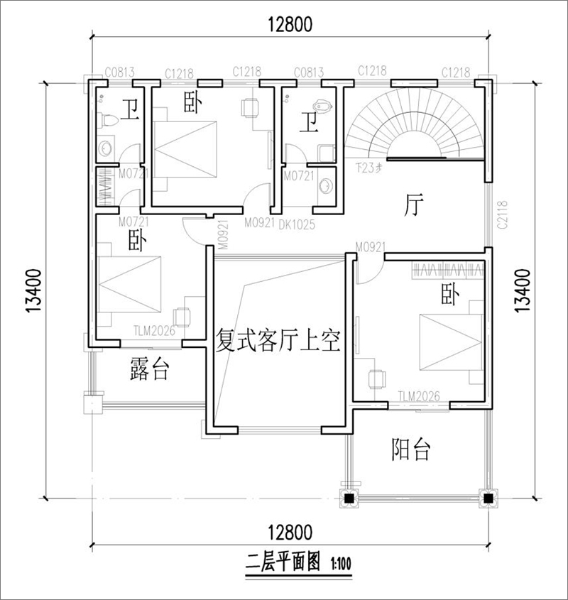 农村自建别墅二层户型图