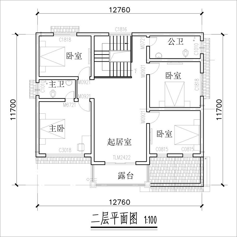 新型別墅房屋二層平面圖