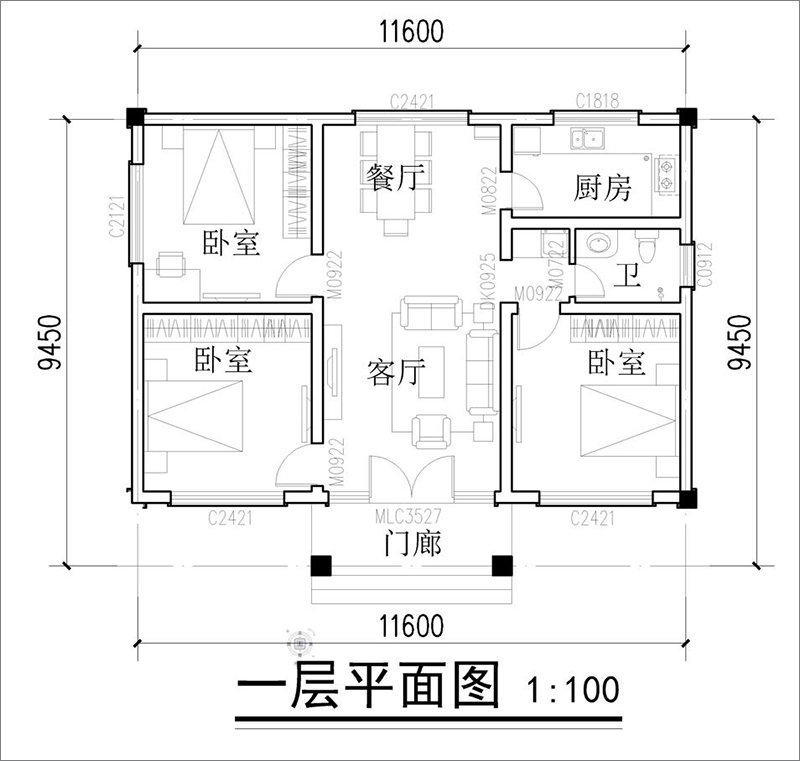 自建小平房平面布局图