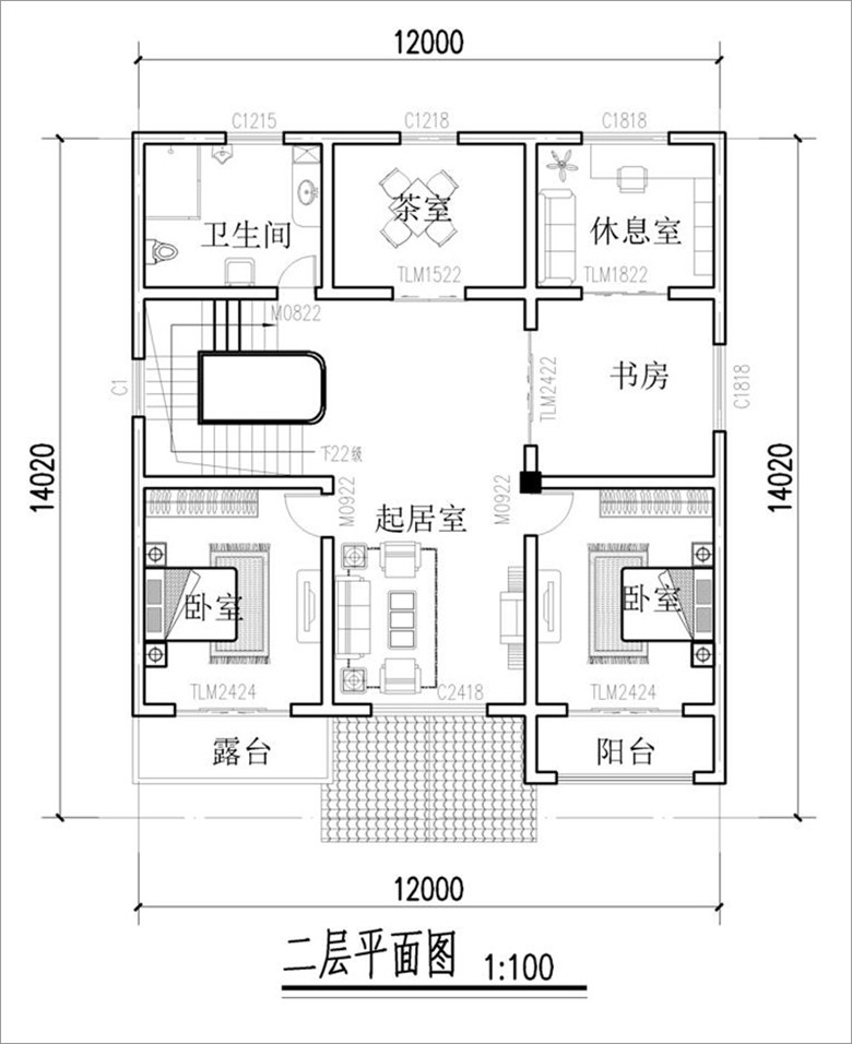 农村二层小洋房平面布局图