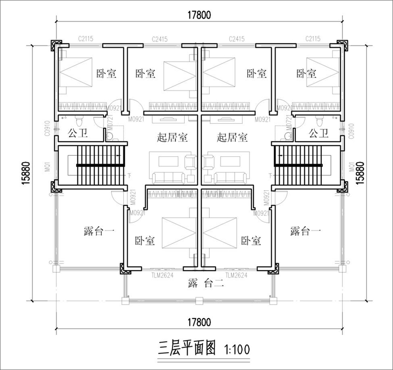 三层平面布局图