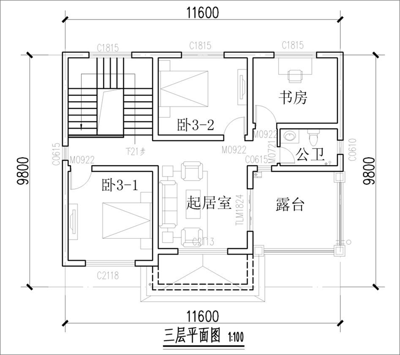 三层平面布局图