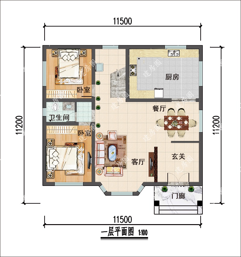 农村11米x11米三层楼房外观图片