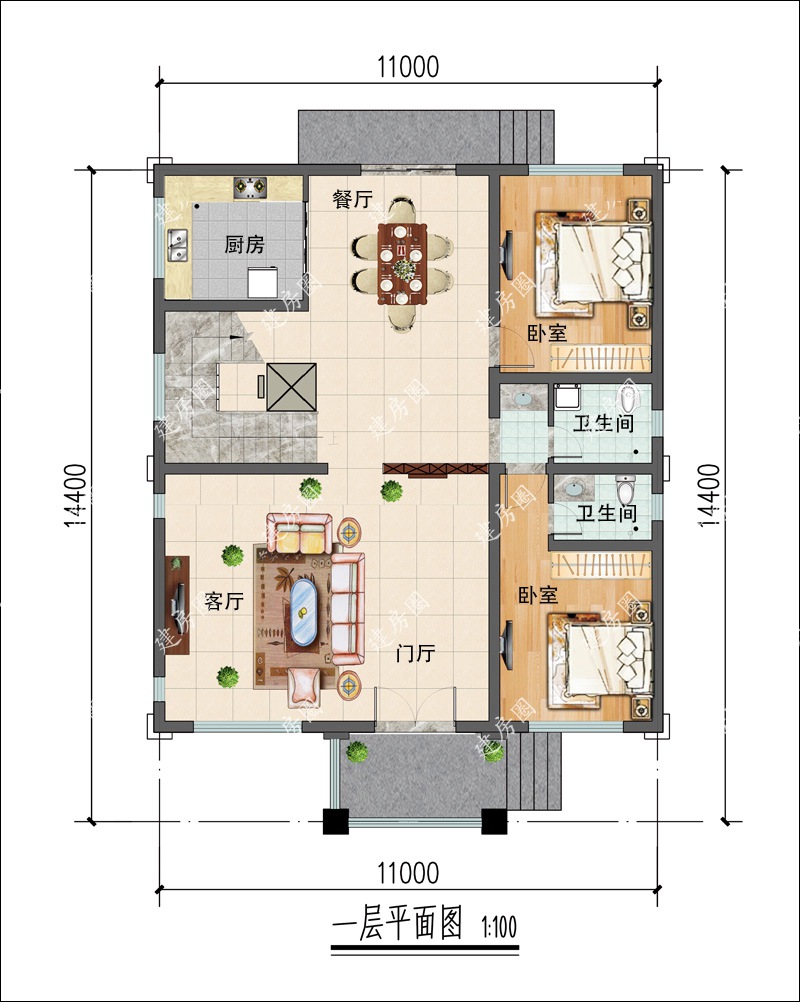 一层自建房别墅平面图