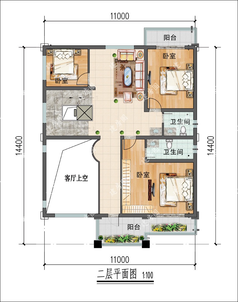 二层自建房别墅户型图