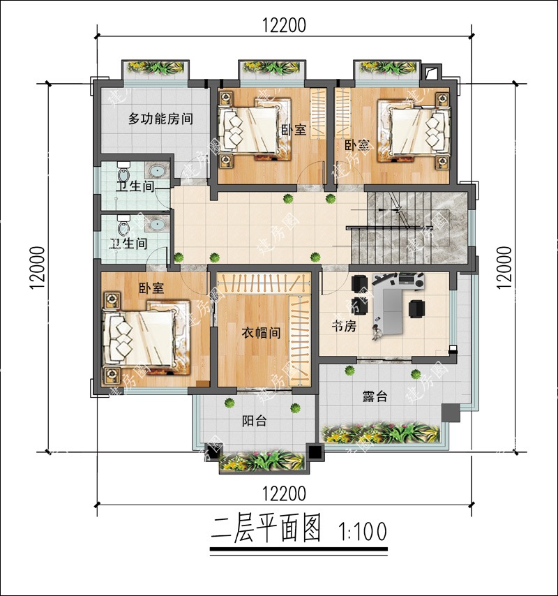 重庆农村12米x12米建房设计户型图