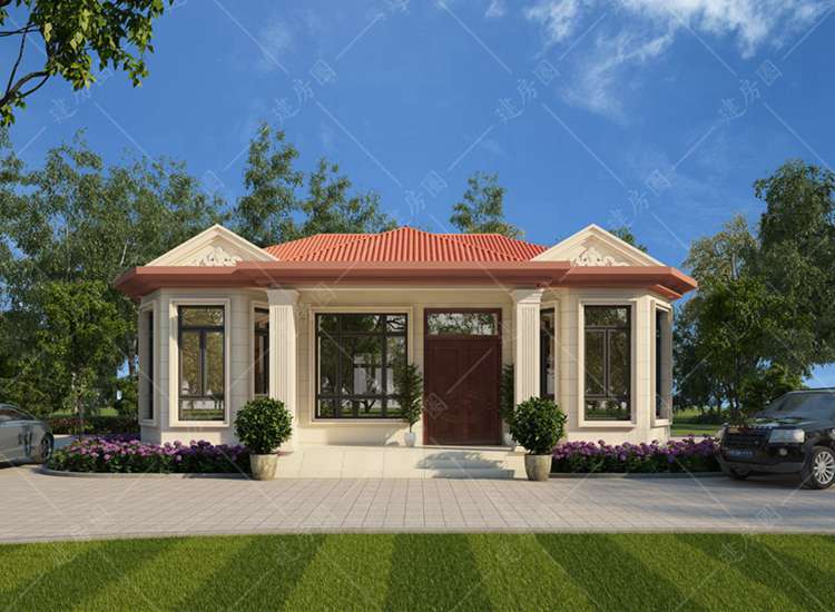  Design drawing of the first floor of self built villas in rural areas, 120 square meters, three rooms and two halls