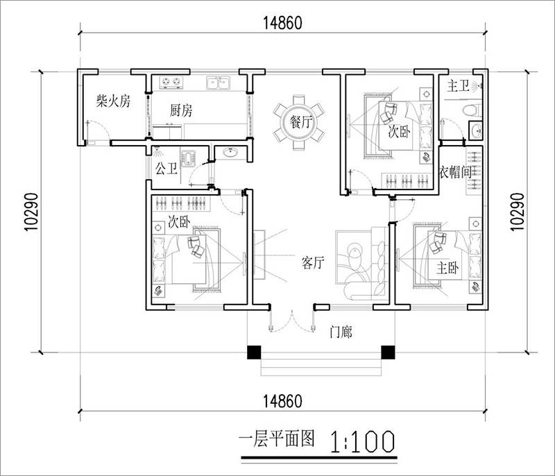 农村自建房一层平面布局图