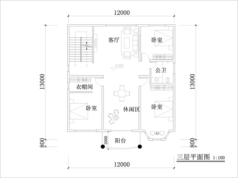 三层平面布局图