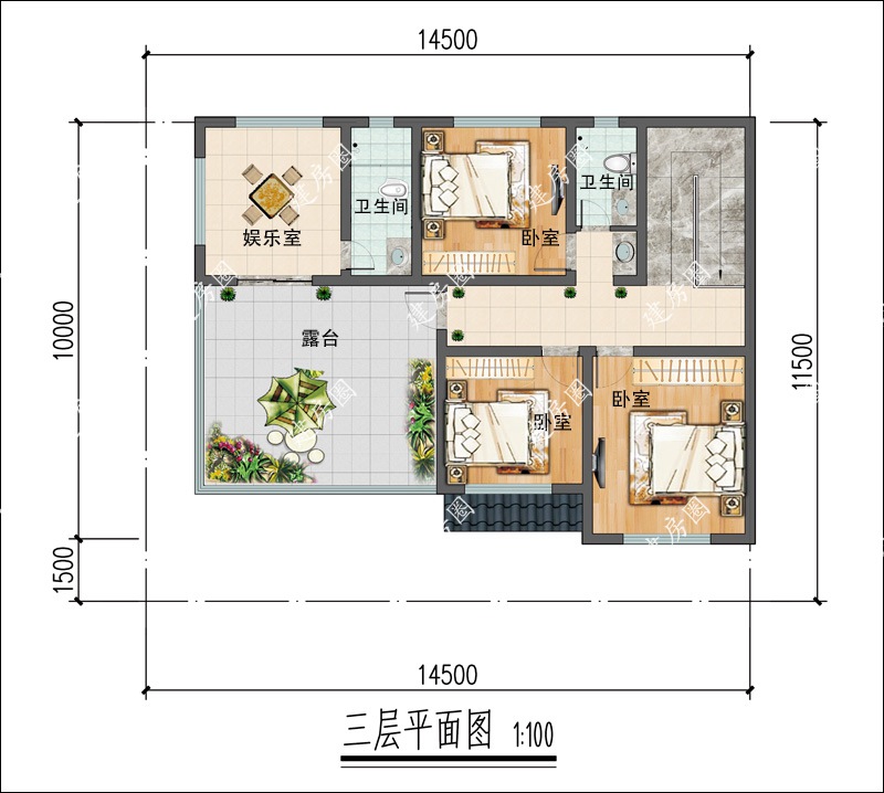 三层平面布局图