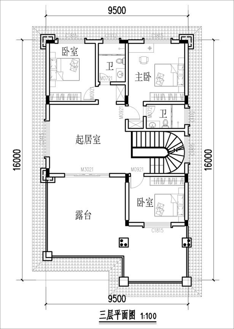 三层平面布局图