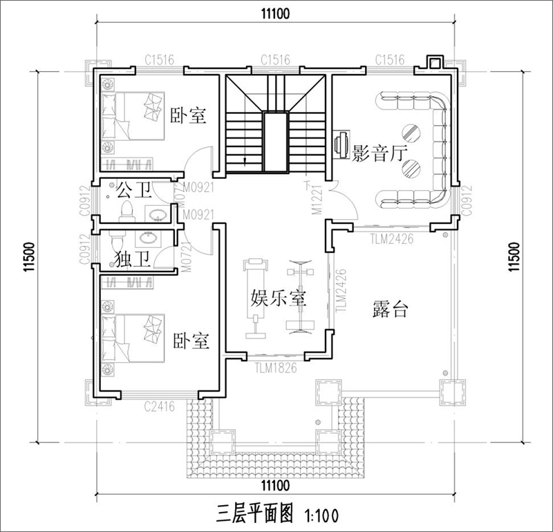 三层平面布局图